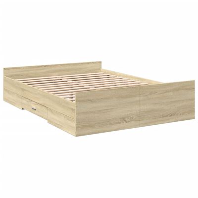 vidaXL Bed Frame with Drawers without Mattress Sonoma Oak 120x200 cm