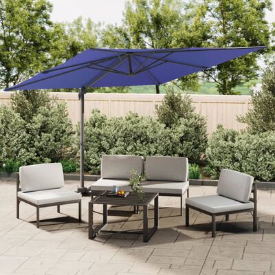 vidaXL Cantilever Garden Parasol with Aluminium Pole Azure Blue 400x300 cm