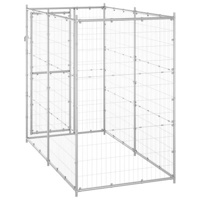 vidaXL Outdoor Dog Kennel Galvanised Steel 110x220x180 cm