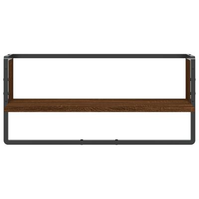 vidaXL Wall Shelf with Bar Brown Oak 65x25x30 cm