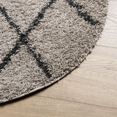 vidaXL Shaggy Rug PAMPLONA High Pile Modern Beige and Anthracite Ø 200 cm