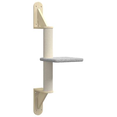 vidaXL Wall-mounted Cat Tree with Scratching Post Light Grey 85.5 cm