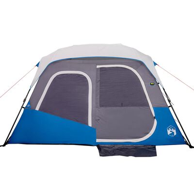 vidaXL Family Tent with LED 6-Person Light Blue Quick Release