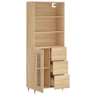 vidaXL Highboard Sonoma Oak 69.5x34x180 cm Engineered Wood