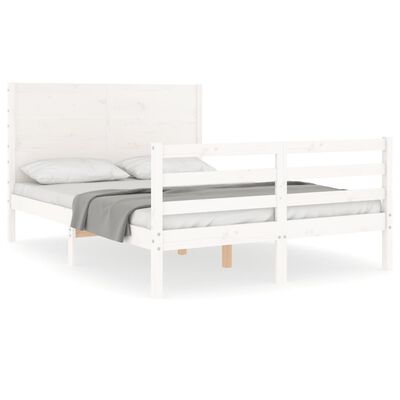 vidaXL Bed Frame without Mattress White Double Solid Wood