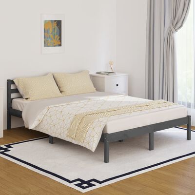 vidaXL Bed Frame without Mattress Solid Wood Pine 140x200 cm Grey