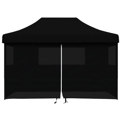 vidaXL Foldable Party Tent Pop-Up with 4 Sidewalls Black