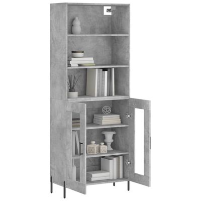 vidaXL Highboard Concrete Grey 69.5x34x180 cm Engineered Wood