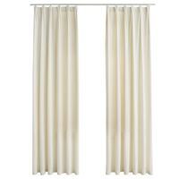 vidaXL Blackout Curtains 2 pcs with Hooks Velvet Cream 140x175 cm