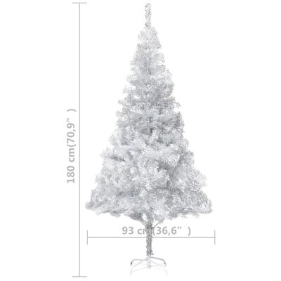 vidaXL Artificial Pre-lit Christmas Tree with Ball Set Silver 180 cm PET