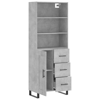 vidaXL Highboard Concrete Grey 69.5x34x180 cm Engineered Wood