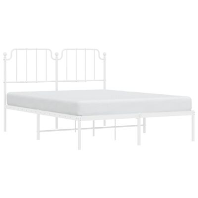 vidaXL Metal Bed Frame without Mattress with Headboard White 140x200 cm