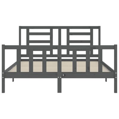 vidaXL Bed Frame without Mattress Grey King Size Solid Wood Pine