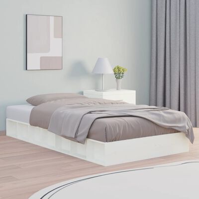 vidaXL Bed Frame without Mattress White 75x190 cm Small Single Solid Wood