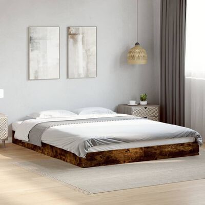 vidaXL Bed Frame without Mattress Smoked Oak 160x200 cm Engineered Wood