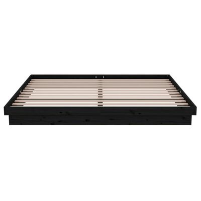 vidaXL Bed Frame without Mattress Black Solid Wood 200x200 cm