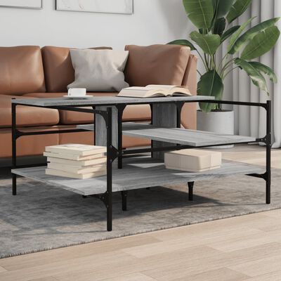 vidaXL Coffee Table Grey Sonoma 100x100x48.5 cm Engineered Wood