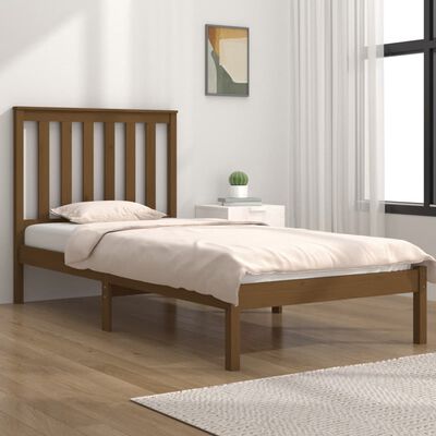 vidaXL Bed Frame without Mattress Honey Brown Solid Wood Small Single