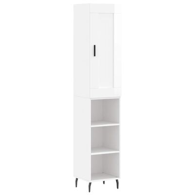 vidaXL Highboard High Gloss White 34.5x34x180 cm Engineered Wood