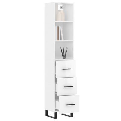 vidaXL Highboard High Gloss White 34.5x34x180 cm Engineered Wood