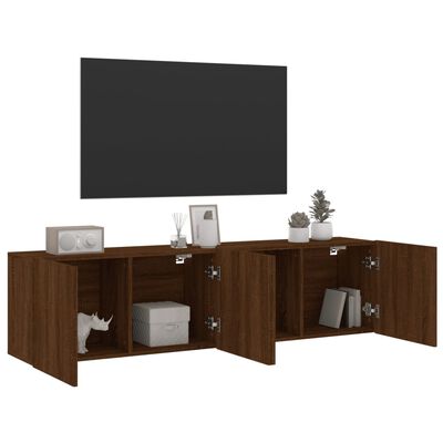 vidaXL TV Cabinets Wall-mounted 2 pcs Brown Oak 80x30x41 cm