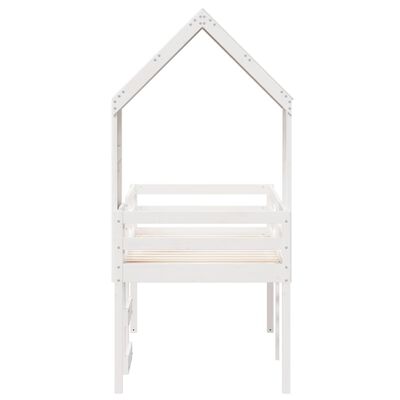 vidaXL High Sleeper Bed without Mattress White 75x190 cm Small Single Solid Wood Pine