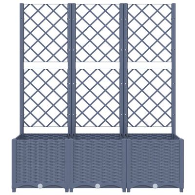 vidaXL Garden Planter with Trellis Dark Grey 120x40x136 cm PP