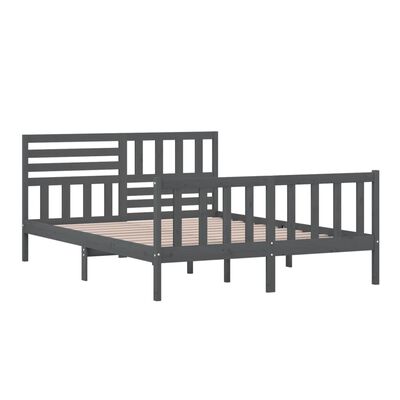 vidaXL Bed Frame without Mattress Grey King Size Solid Wood