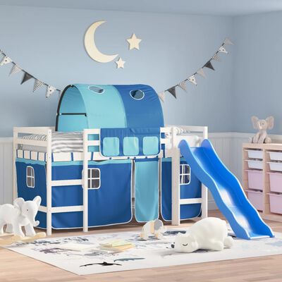 vidaXL Kids' Loft Bed with Tunnel without Mattress Blue 90x200 cm