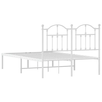 vidaXL Metal Bed Frame without Mattress with Headboard White 120x190 cm Small Double