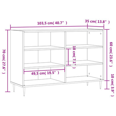 vidaXL Sideboard Concrete Grey 103.5x35x70 cm Engineered Wood