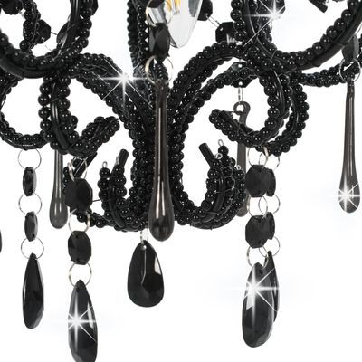 vidaXL Ceiling Lamp with Beads Black Round E14