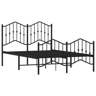 vidaXL Metal Bed Frame without Mattress with Footboard Black 120x190 cm Small Double