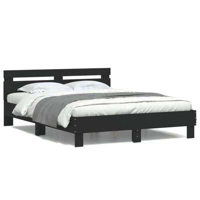 vidaXL Bed Frame with LED without Mattress Black 150x200 cm King Size