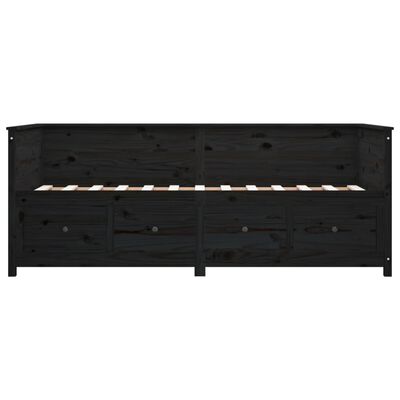 vidaXL Day Bed without Mattress Black 75x190 cm Small Single Solid Wood Pine