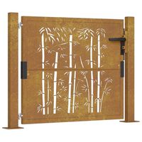 vidaXL Garden Gate 105x105 cm Corten Steel Bamboo Design