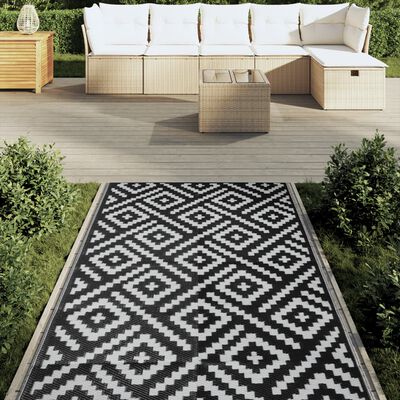 vidaXL Outdoor Carpet White and Black 120x180 cm PP