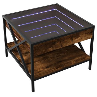 vidaXL Coffee Table with Infinity LED Smoked Oak 50x50x38 cm