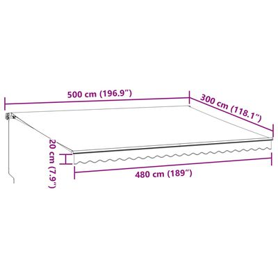 vidaXL Manual Retractable Awning with LED Anthracite&White 500x300 cm