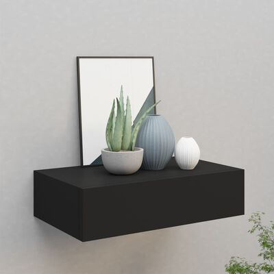 vidaXL Wall-mounted Drawer Shelf Black 40x23.5x10cm MDF