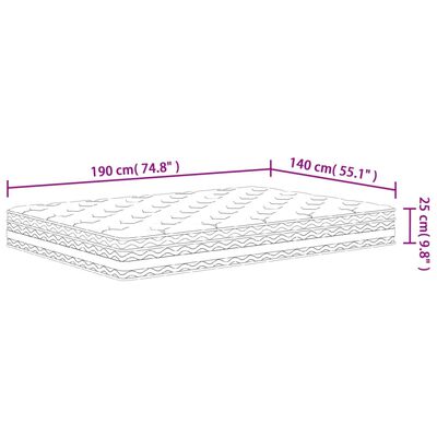 vidaXL Pocket Spring Mattress Medium 140x190 cm