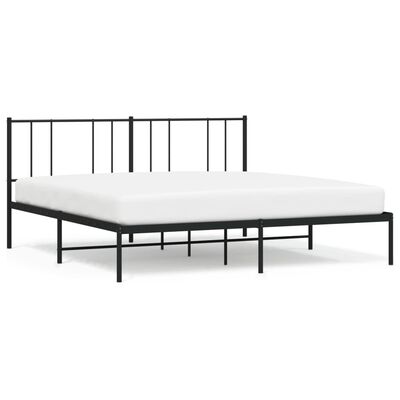 vidaXL Metal Bed Frame without Mattress with Headboard Black 193x203 cm