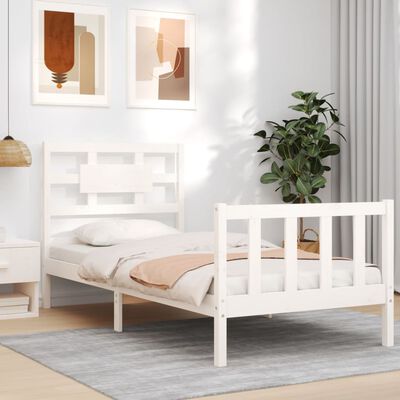 vidaXL Bed Frame without Mattress White Single Solid Wood Pine