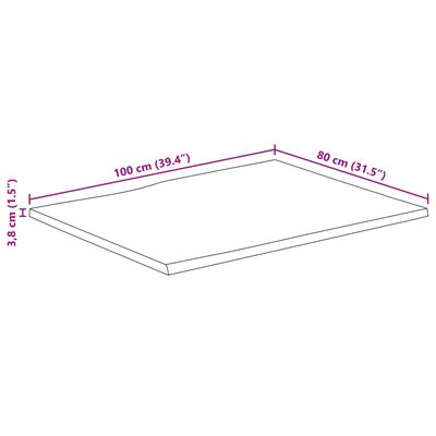 vidaXL Table Top 100x80x3.8 cm Live Edge Solid Wood Mango