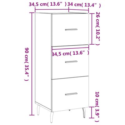 vidaXL Sideboard High Gloss White 34.5x34x90 cm Engineered Wood