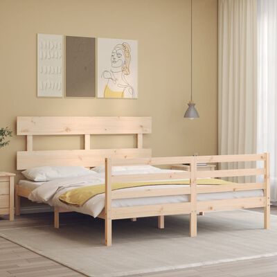 vidaXL Bed Frame with Headboard 160x200 cm Solid Wood