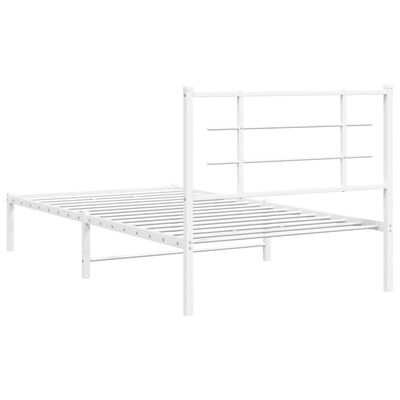 vidaXL Metal Bed Frame without Mattress with Headboard White 100x190 cm