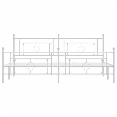 vidaXL Metal Bed Frame without Mattress with Footboard White 200x200 cm