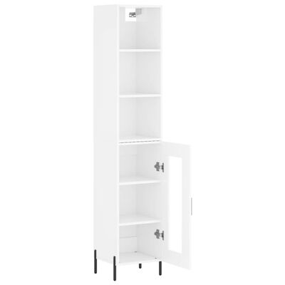 vidaXL Highboard High Gloss White 34.5x34x180 cm Engineered Wood