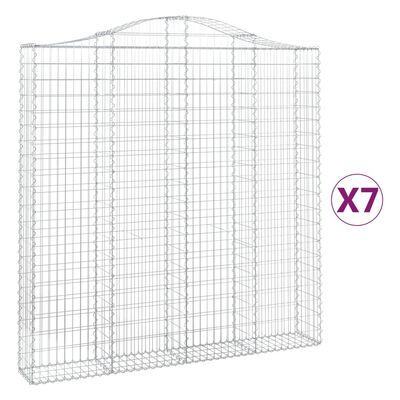 vidaXL Arched Gabion Baskets 7 pcs 200x30x200/220 cm Galvanised Iron